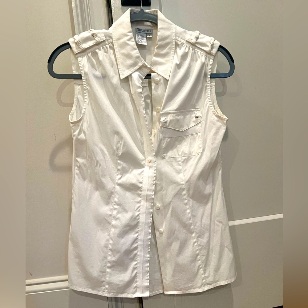 Worth Sleeveless Collard Button Down - image 1